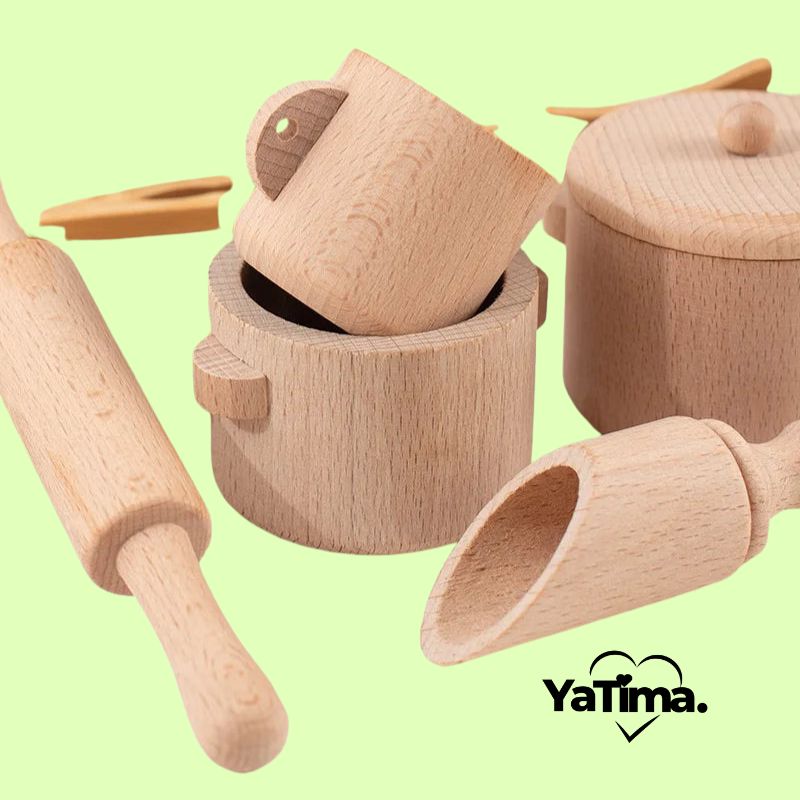 Ensemble de Cuisine en Bois Montessori pour Enfants